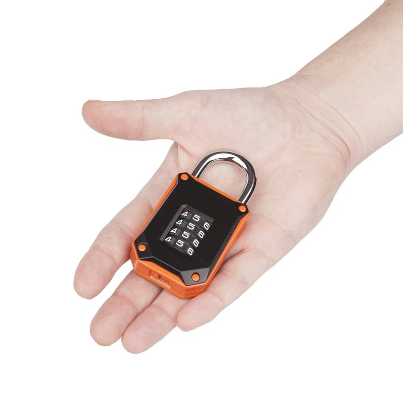 FortLocks Gym Locker Lock - 4 Digit, Heavy Duty, Hardened Stainless Steel, Weatherproof and Outdoor Combination Padlock - Easy to Read Numbers - Resettable and Cut Proof Combo Code - 1 Pack Orange - Image 4
