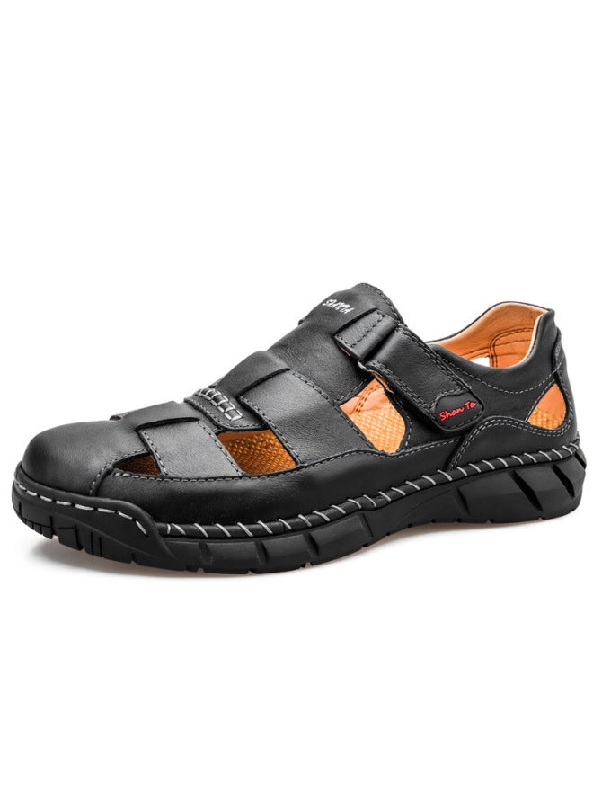 Song Feng Ya First Layer Cowhide Sandals Men's New Beach Shoes Breathable Casual Outdoor Shoes A Generation Of Large Size Men's Slippers  - Image 1