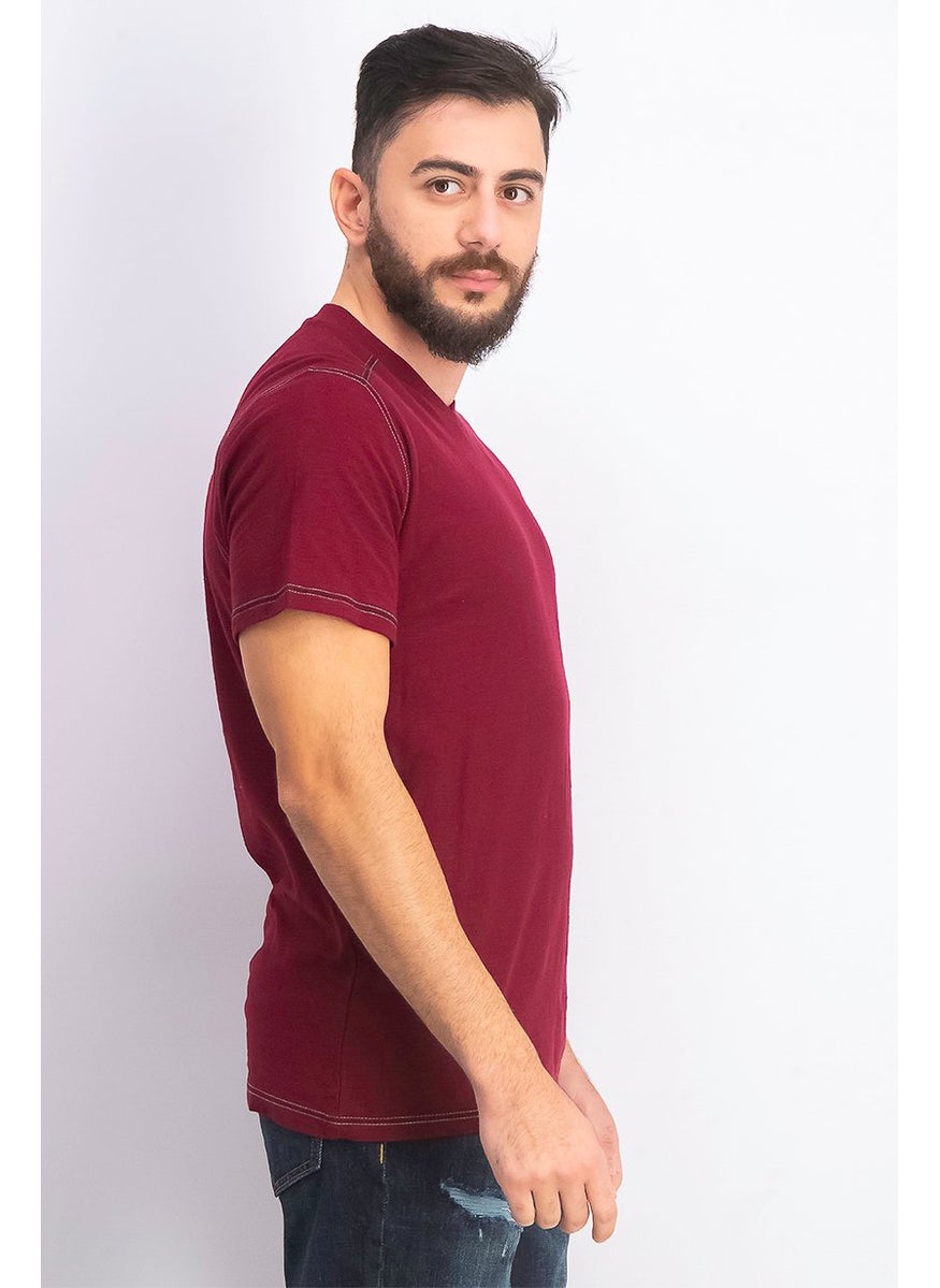 Men V-neck Short Sleeve Solid Tee, Maroon - pzsku/ZA35BAA8258C4ABF42888Z/45/_/1739715371/c46456f7-d486-4539-8c36-82b534e092bd