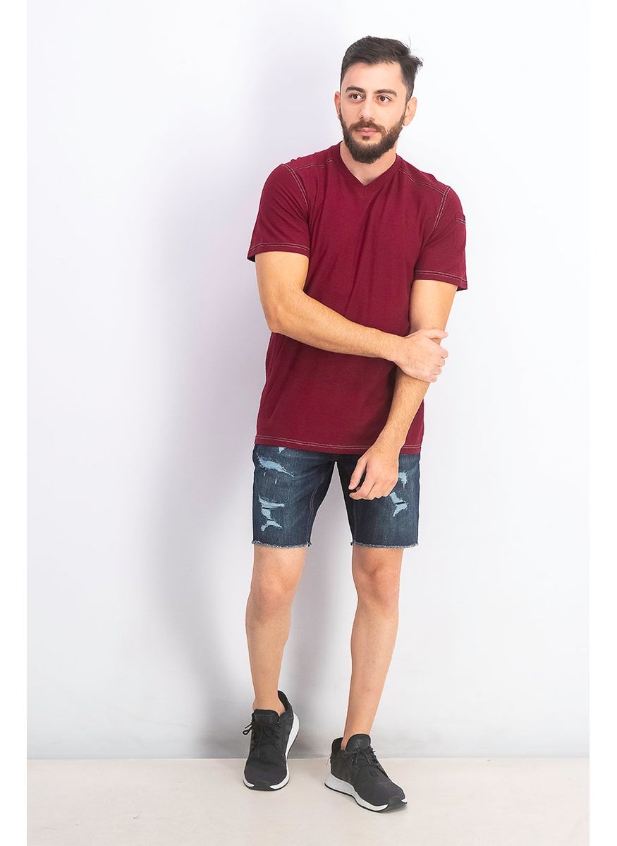 Men V-neck Short Sleeve Solid Tee, Maroon - pzsku/ZA35BAA8258C4ABF42888Z/45/_/1739715377/c413a3a0-75b4-4797-9e68-4a190921f082