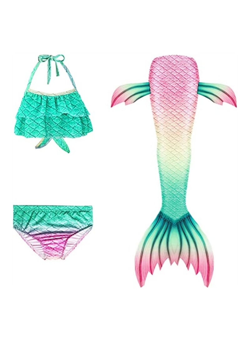Y&D Girl Swimsuit, Girls' One-Piece Swimwear, 3 Piece Set Kids Mermaid Swimming Princess Bikini Bathing Suit Set, Tail for Girls Gift  - Image 1