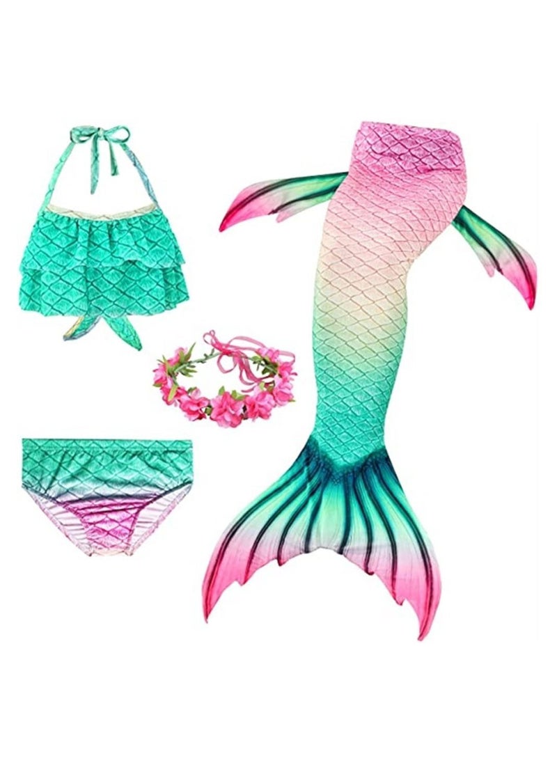 Y&D Girl Swimsuit, Girls' One-Piece Swimwear, 3 Piece Set Kids Mermaid Swimming Princess Bikini Bathing Suit Set, Tail for Girls Gift  - Image 3