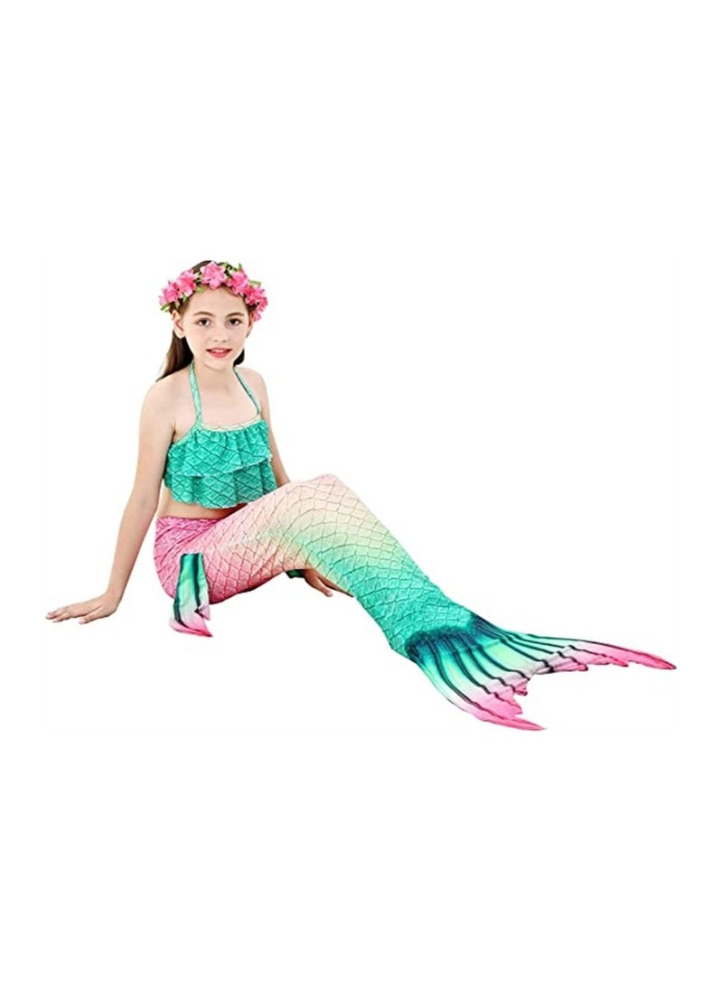 Y&D Girl Swimsuit, Girls' One-Piece Swimwear, 3 Piece Set Kids Mermaid Swimming Princess Bikini Bathing Suit Set, Tail for Girls Gift  - Image 5