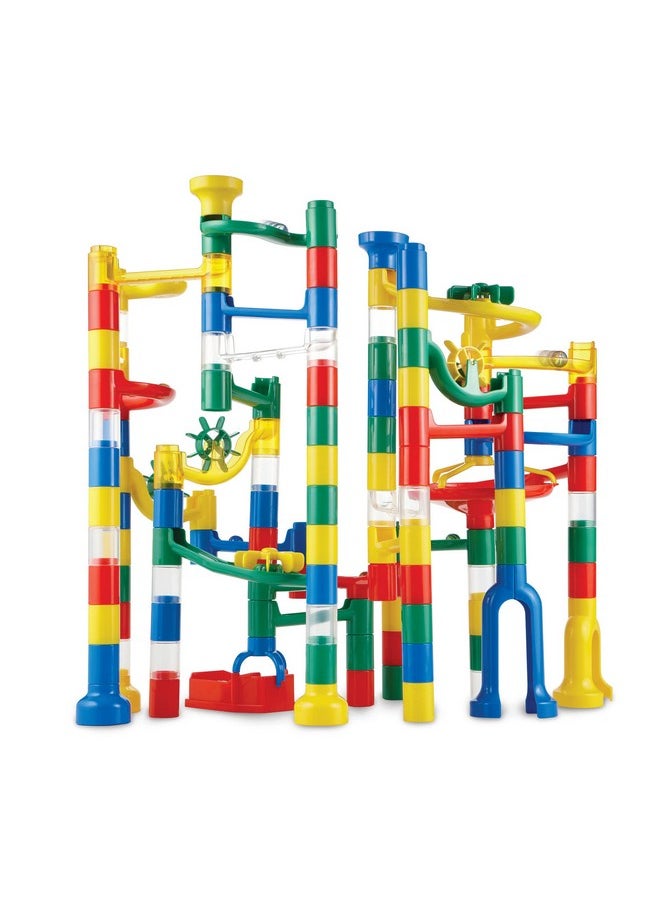 مايندوير مجموعة MindWare Marble Run: مجموعة من 123 قطعة (103 قطعة متينة و20 كرة زجاجية) مجموعة بناء STEM للأطفال  - Image 1