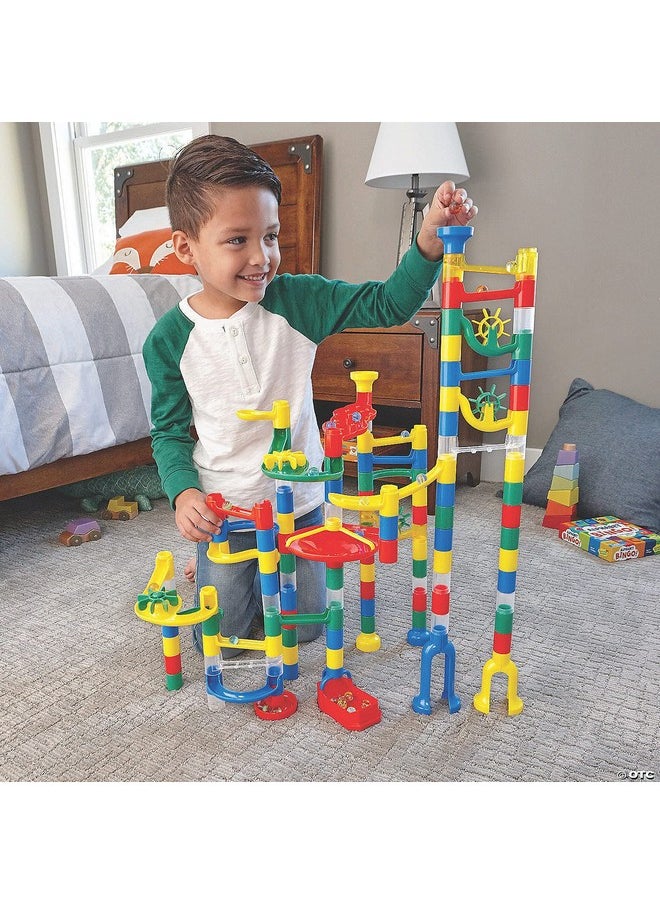 مايندوير مجموعة MindWare Marble Run: مجموعة من 123 قطعة (103 قطعة متينة و20 كرة زجاجية) مجموعة بناء STEM للأطفال  - Image 2