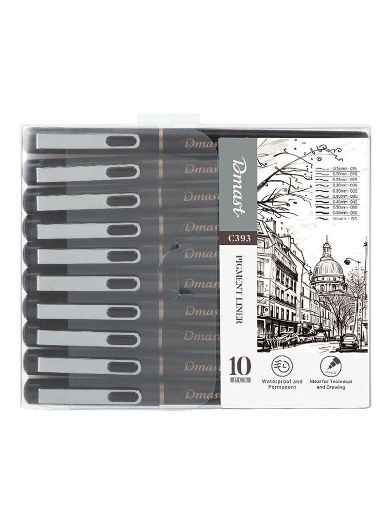 Dmast 10-Piece Waterproof And Permanent Pigment Liner Pen - Image 1