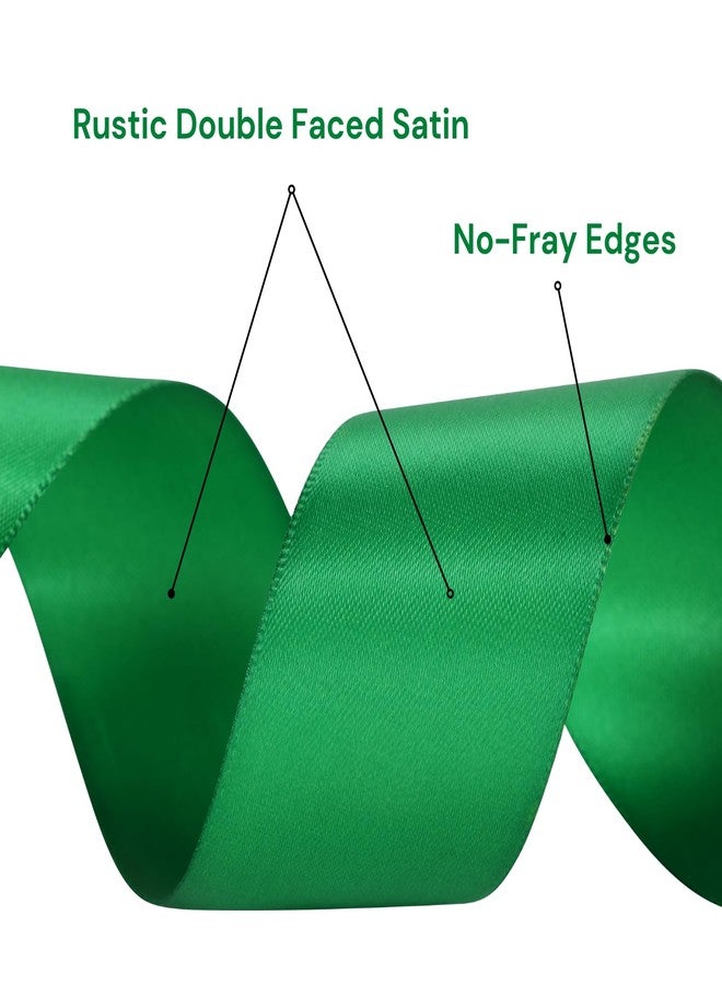 Rokateam Green Ribbon 1 1/2 Inch x 50 Yards – Double Faced Christmas Satin Ribbon for Holiday Gift Wrapping, Crafts & Tree Decor - Image 4