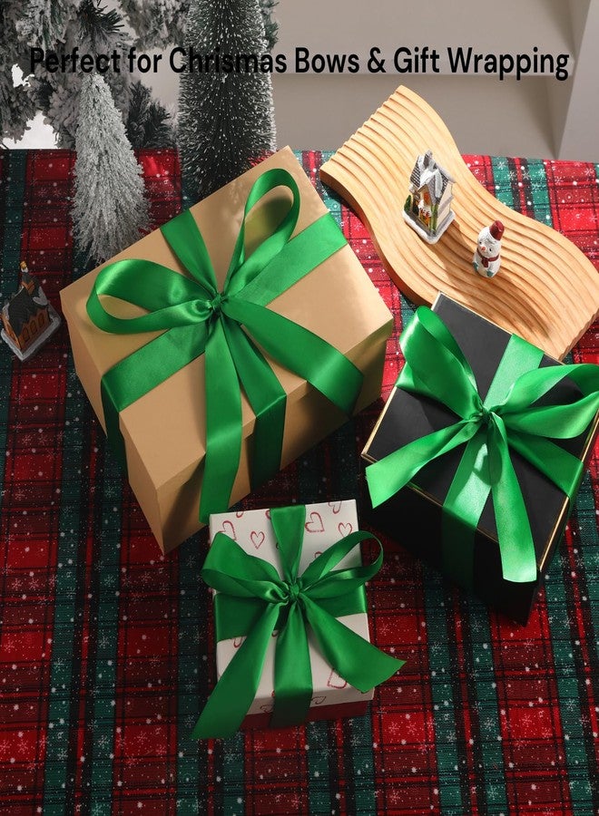 Rokateam Green Ribbon 1 1/2 Inch x 50 Yards – Double Faced Christmas Satin Ribbon for Holiday Gift Wrapping, Crafts & Tree Decor - Image 2