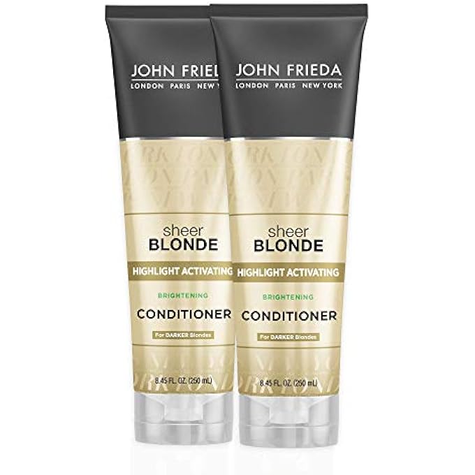 John Frieda SHEER BLONDE HIGHLIGHT ACTIVATING CONDITIONER (FOR DARKER BLONDES), VIBRANT BLONDE COLOR, FOR NATURAL AND COLOR TREATED BLONDES, 8.45 OUNCES (PACK OF 2), WITH NUTRITIOUS HONEY AND OATMEAL - Image 1