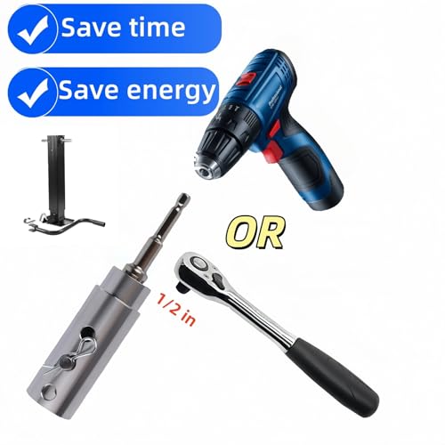 Shrandi Trailer Jack Drill Adapter, 1 Inch Drive Shaft Compatible, Turbo ，ez Crank Jack Adapter Tool & 1/2 Inch Socket Bit, Heavy Duty for RV, Construction, Dump Trailers (DIY, Campers) - Image 3