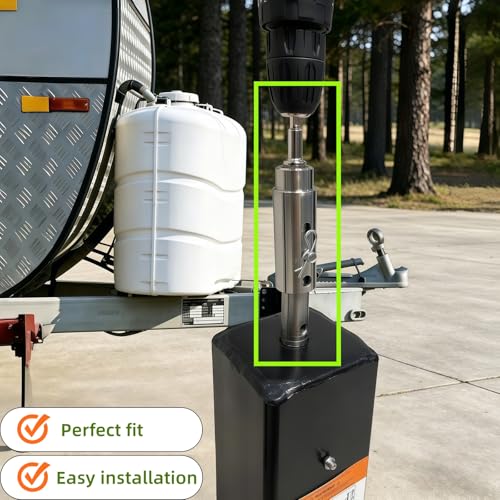 Shrandi Trailer Jack Drill Adapter, 1 Inch Drive Shaft Compatible, Turbo ，ez Crank Jack Adapter Tool & 1/2 Inch Socket Bit, Heavy Duty for RV, Construction, Dump Trailers (DIY, Campers) - Image 2