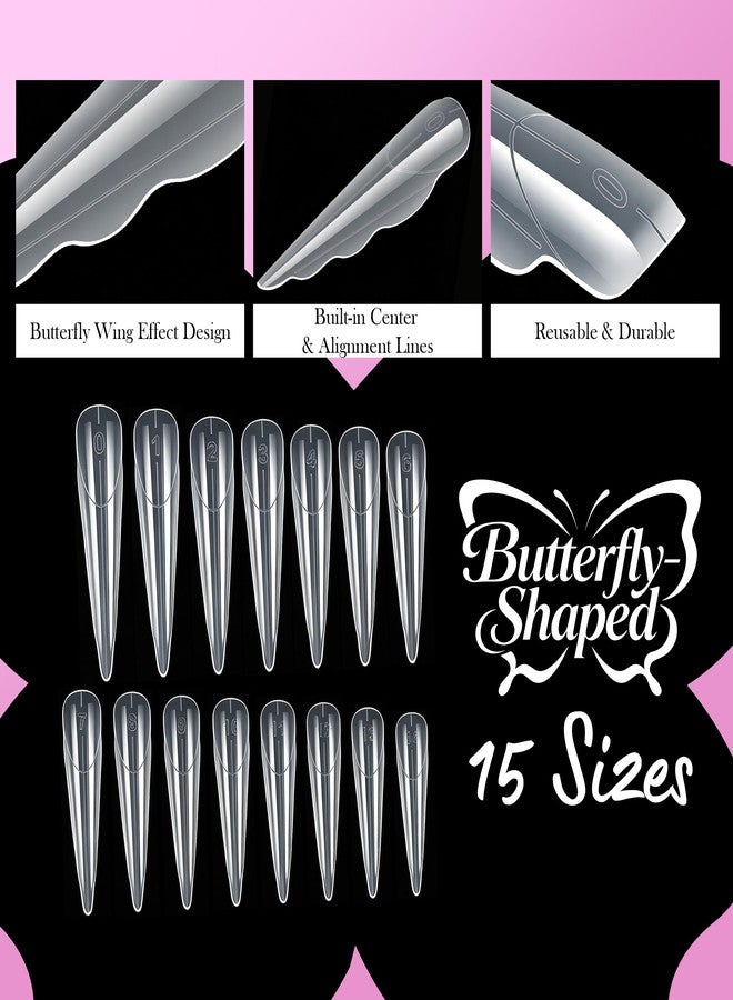 U-Shinein Butterfly Nail Extension Forms, 150PCS Acrylic Polygel Oval and Square 15 Sizes Reusable Nail Molds for Builder Poly Nail Gel, Professional Salon DIY Manicure Design Easy to Use - Image 5