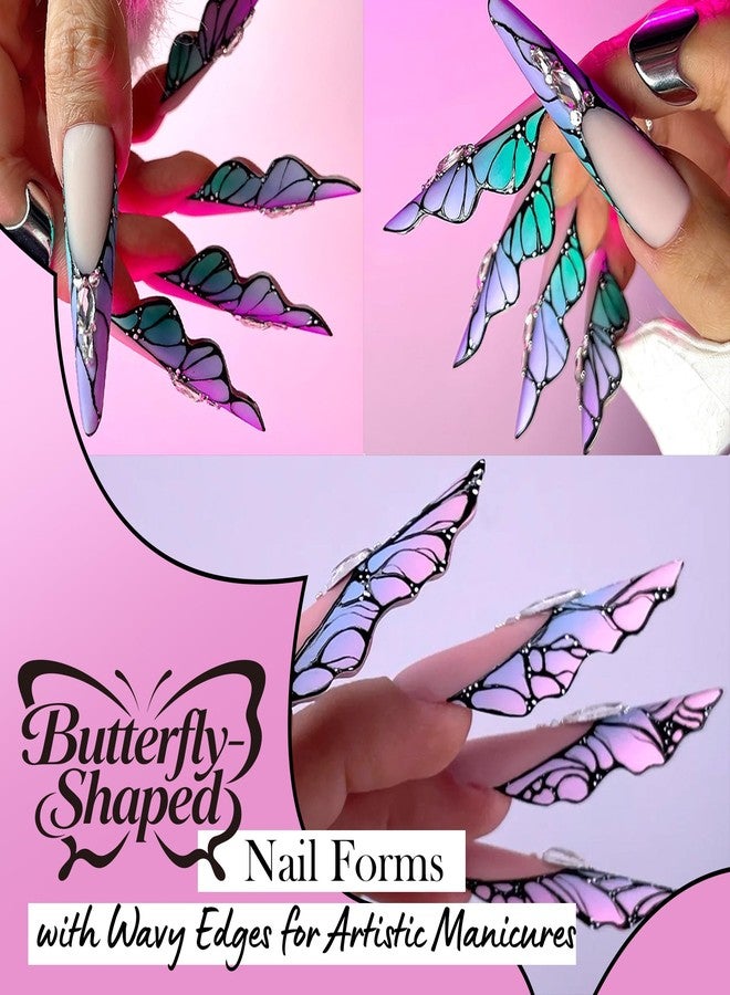 U-Shinein Butterfly Nail Extension Forms, 150PCS Acrylic Polygel Oval and Square 15 Sizes Reusable Nail Molds for Builder Poly Nail Gel, Professional Salon DIY Manicure Design Easy to Use - Image 2