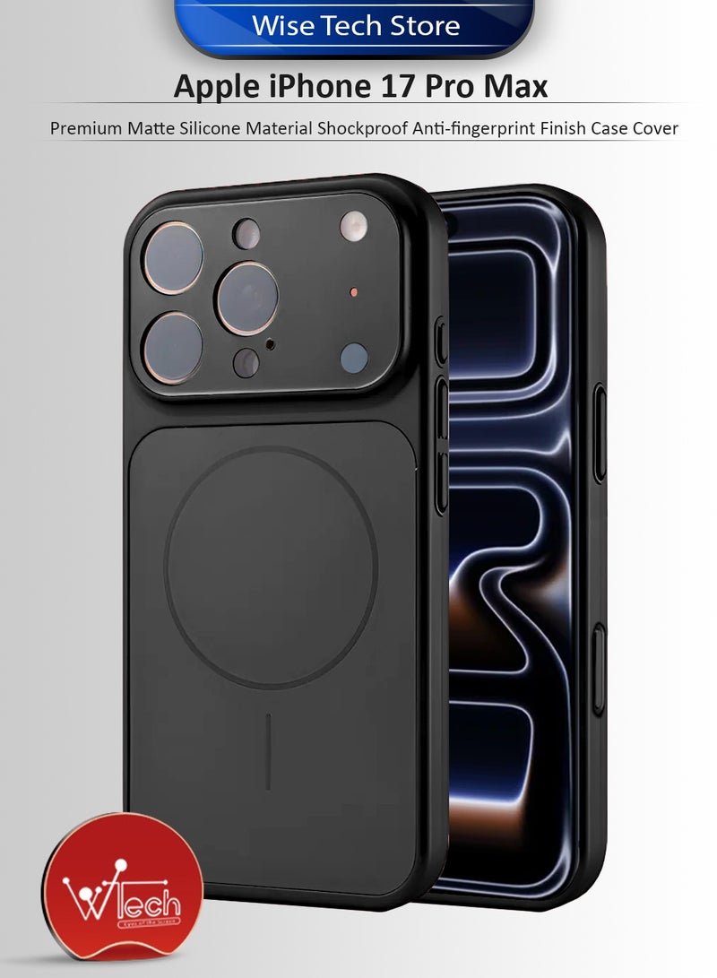 Wtech Apple iPhone 17 Pro Max 5G 2025 Premium Matte Silicone Material Shockproof with Anti-fingerprint Finish Case Cover (MCRPSN) - Black - Image 1