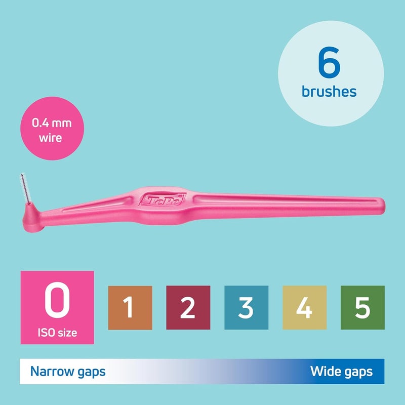 TePe Interdental Brush Angle Pink 04mmISO 0 6pcs Interspace Cleaning Plaque Remover for Teeth with Narrow Gaps ensures Strong Gums - Image 2