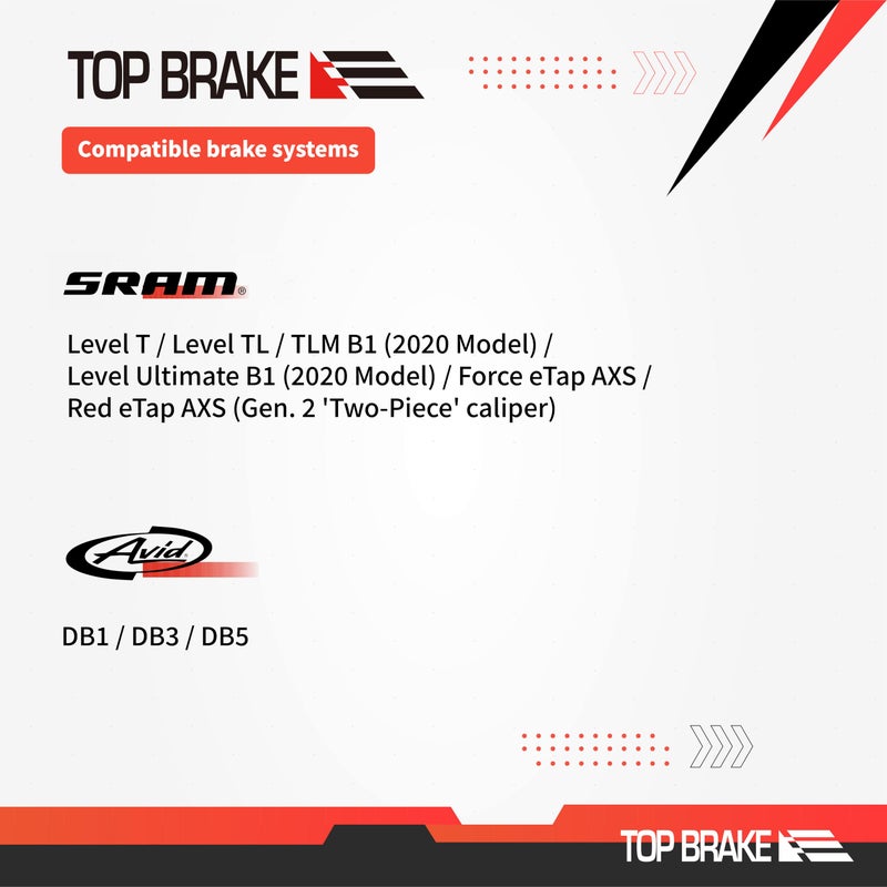 Top Brake وسادات فرامل قرصية عالية الجودة للدراجات الهوائية، متوافقة مع فرامل SRAM Level Ultimate/Force، وXS وMTB باللون الأحمر | مناسبة للدراجات الهوائية، والطرق الوعرة، والجبلية | مصنوعة من مركب سيراميكي، مع خيار كاتم للصوت، إصدار عالي الأداء، باللون الأحمر - Image 2