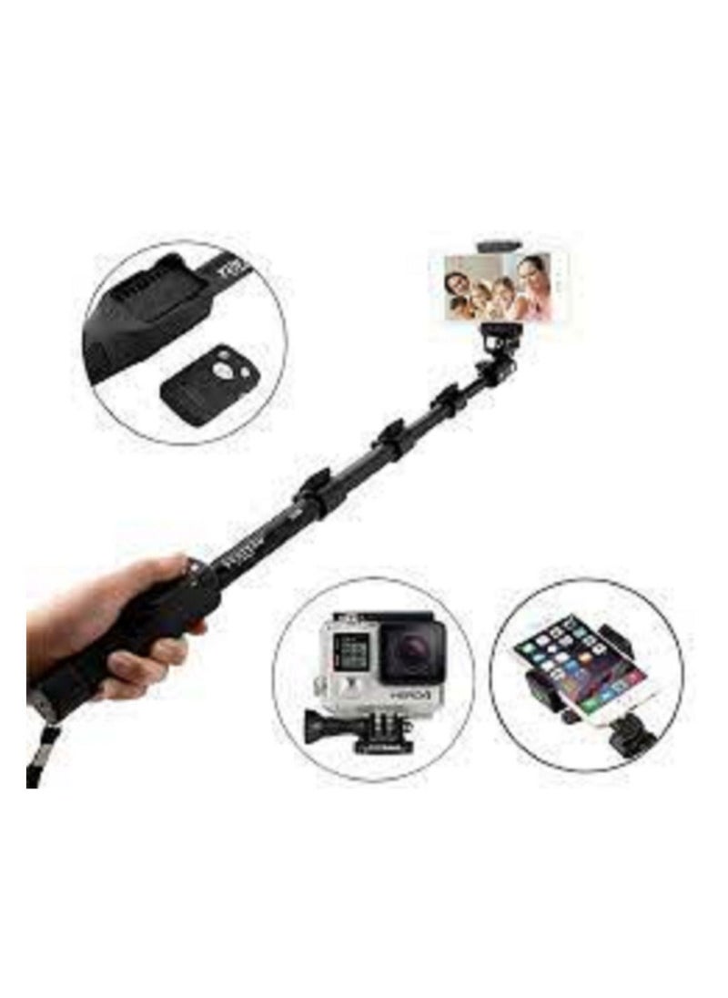 Generic - Trypod 1288 Bluetooth Self Picture Monopod, Bluetooth Remote Shutter 3in1 Self-portrait Monopod Selfie stick - Black - Image 1