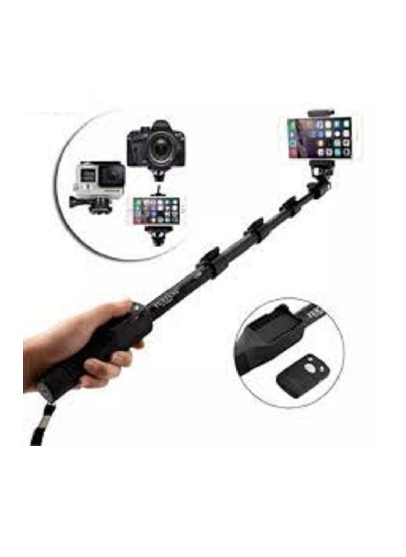 Generic - Trypod 1288 Bluetooth Self Picture Monopod, Bluetooth Remote Shutter 3in1 Self-portrait Monopod Selfie stick - Black - Image 1