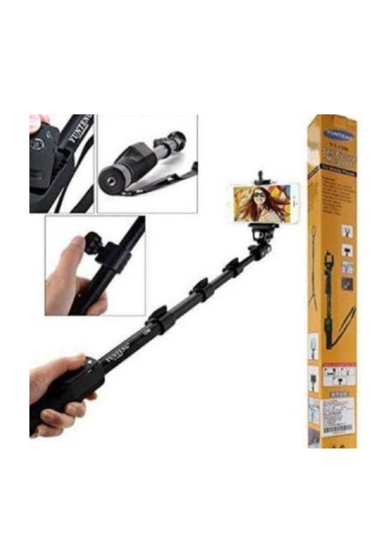 Generic - Trypod 1288 Bluetooth Self Picture Monopod, Bluetooth Remote Shutter 3in1 Self-portrait Monopod Selfie stick - Black - Image 1