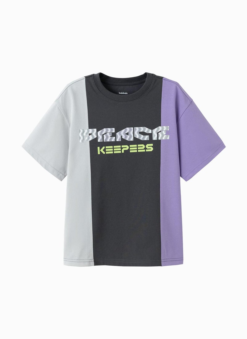 Balabala Kids Boy Round v-neck short-sleeved T-shirt - Image 1