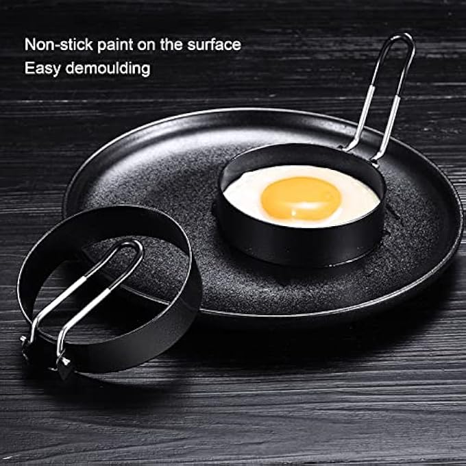 زيروديس قالب بيض من الفولاذ المقاوم للصدأ عالي الجودة للبيض المقلي، أداة طبخ متعددة الاستخدامات، فطائر صغيرة وسندويتشات إفطار سهلة التنظيف، متاعب، استخدام ممتاز لمطابخ العائلات - Image 4