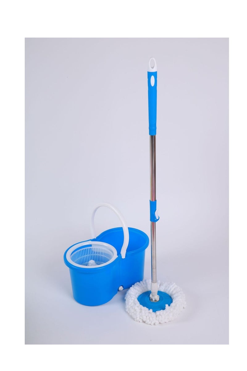 BAIG 360° Spin Mop Bucket Sets with Wring System in Microfiber Heads, Stainless Steel Basket 61" Extended Handle Floor Cleaning - Image 1