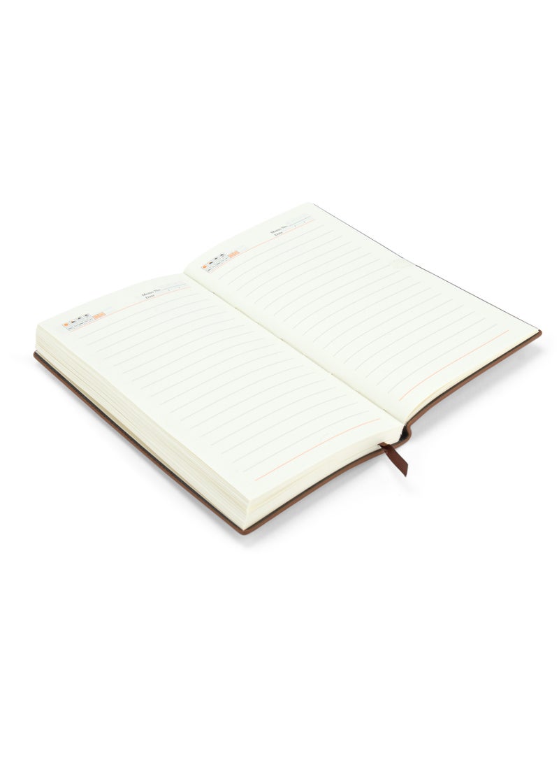 WISHWIND Elegant PU Leather Executive Journal Notebook – Premium Daily Diary for Men & Women | Compact 17.5x10 cm | Ideal for School, Travel, Business, Work & Home Writing (Brown, Small) - Image 3