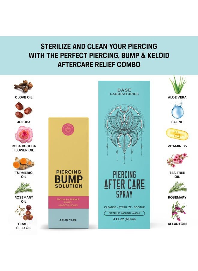 BASE LABORATORIES Piercing Aftercare Kit: Keloid & Piercing Bump Solution Oil(15ml) + Piercing Aftercare Spray (4oz) - for Keloid Bump Removal & Cleansing Soothing Piercings Before & After - Image 2