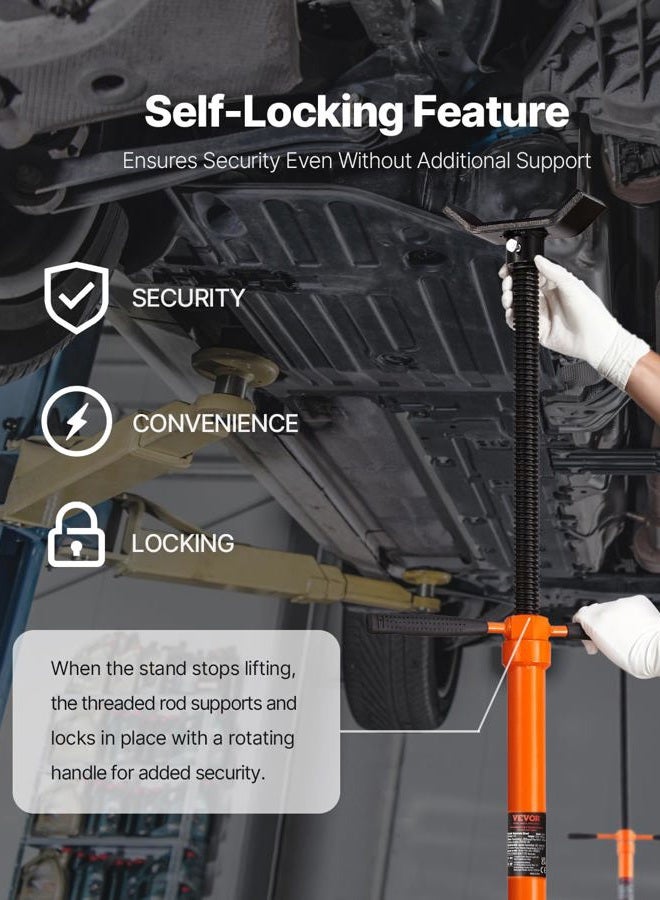 VEVOR Underhoist Support Stand, 3/4 Ton Capacity Under Hoist Jack Stand, Lifting from 52.8 to 76 in, Self-Locking Threaded Screw, Bearing Mounted Spin Handle Pole Jack, Support Vehicle Components - Image 5