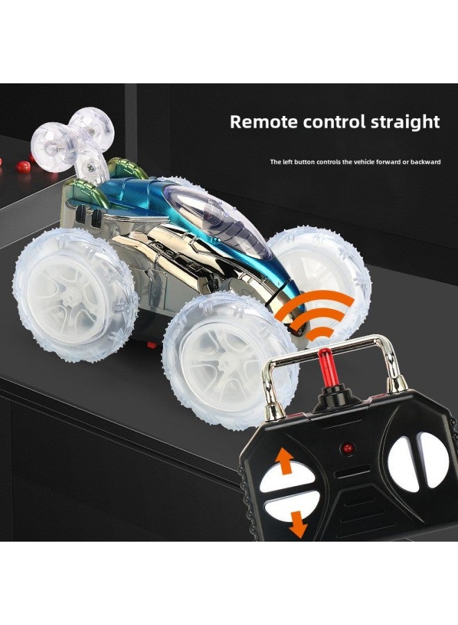 Remote Control Stunt Tipping Car Children Toy Lights Music Roll Off-road Racing-Color: Children's Electric Stunt Four-way Remote Control Dumper (Light Music Color Box Package) - Image 3
