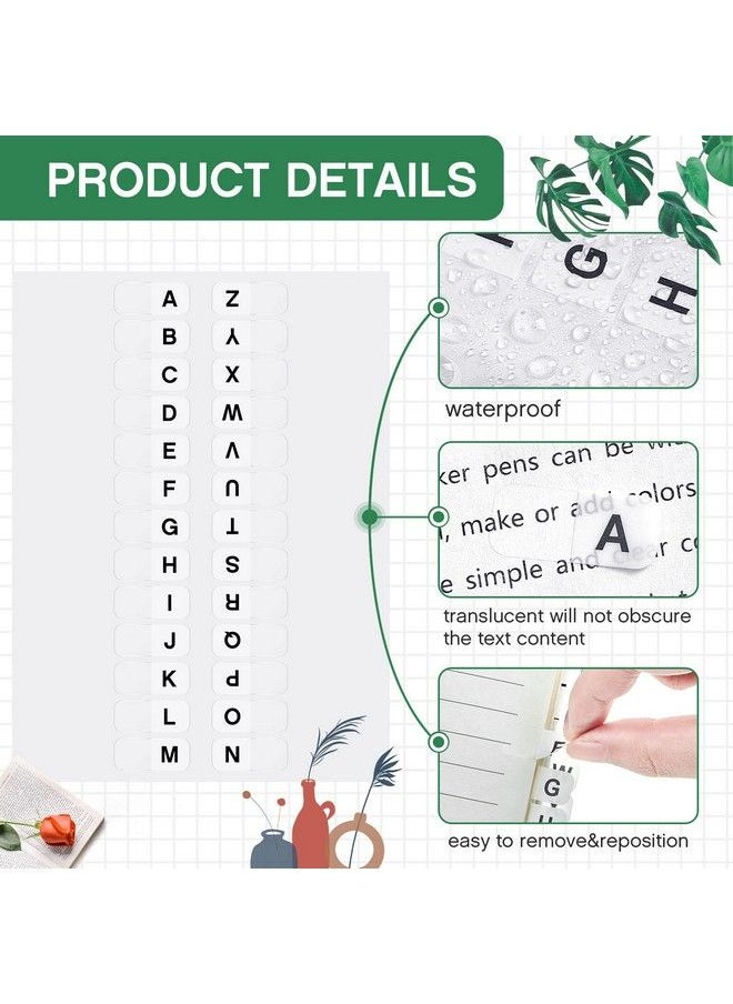 Marspark - Permanent Alphabet Tabs Az Tabs Indexes Self Adhesive Page Tabs Small Tabs For Notebooks Letter Tabs Plastic Alphabetical File Dividers Sticky Letters Alphabet Tabs For School Office (416 Pieces) - Image 1