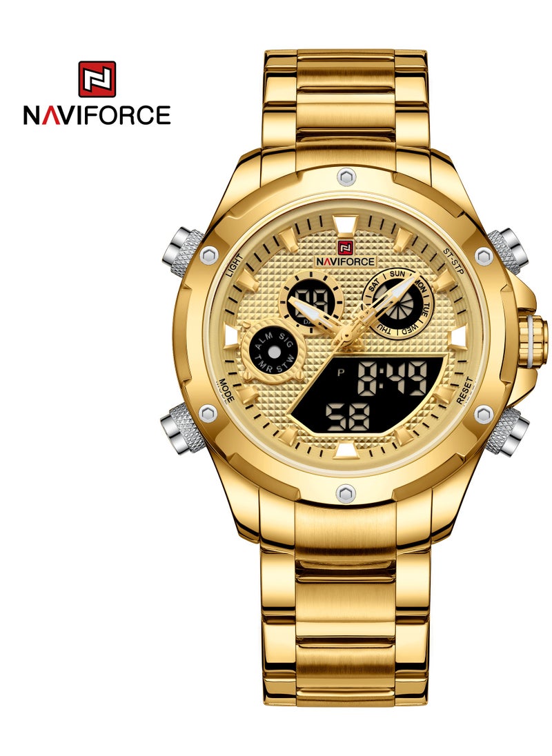 NAVIFORCE Men's Analog+Digital Round Shape Stainless Steel Wrist Watch NF9217 G/G - 45 Mm  - Image 1