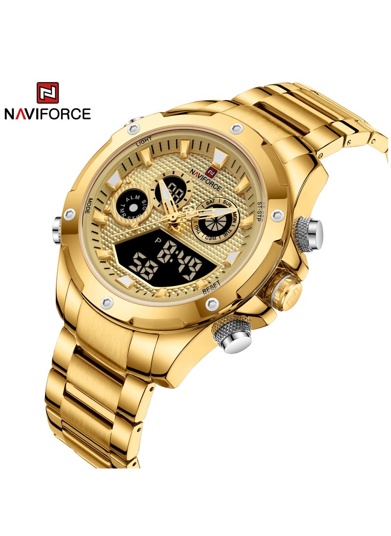 NAVIFORCE Men's Analog+Digital Round Shape Stainless Steel Wrist Watch NF9217 G/G - 45 Mm  - Image 2