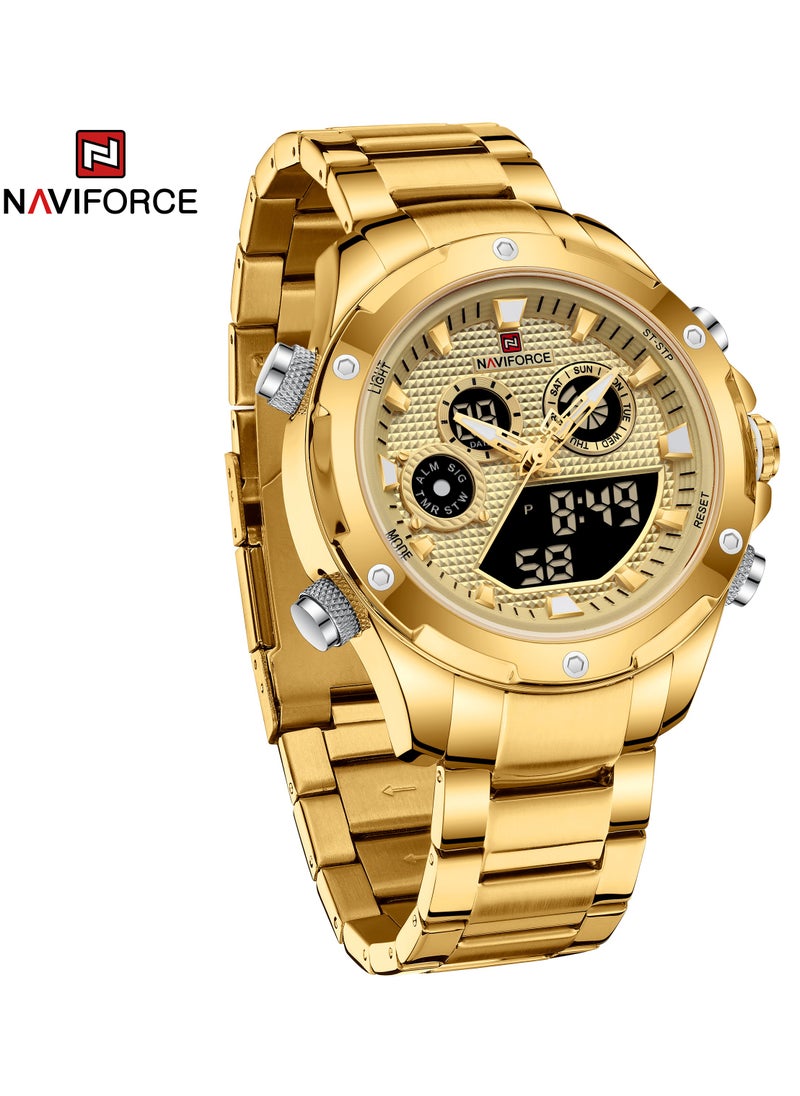 NAVIFORCE Men's Analog+Digital Round Shape Stainless Steel Wrist Watch NF9217 G/G - 45 Mm  - Image 3