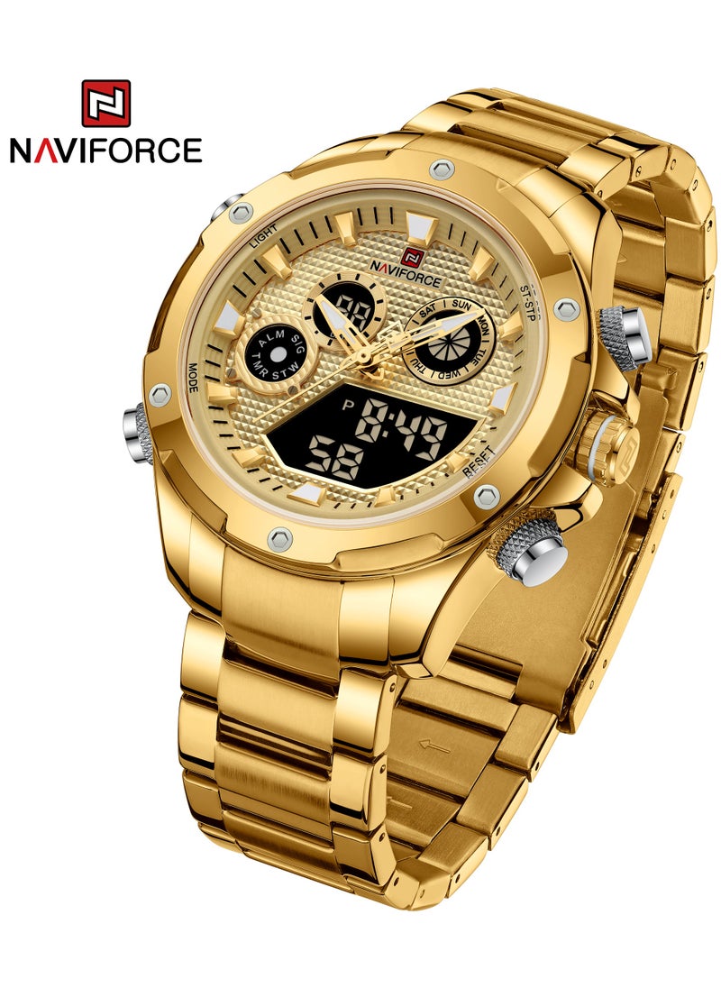 NAVIFORCE Men's Analog+Digital Round Shape Stainless Steel Wrist Watch NF9217 G/G - 45 Mm  - Image 4
