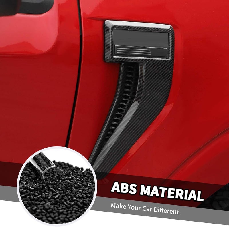 Jimen Fit for Ford F150 2021-2024, 4PCS Fender Side Vent Badge Emblem Cover Trim (Carbon Fiber) - Image 5