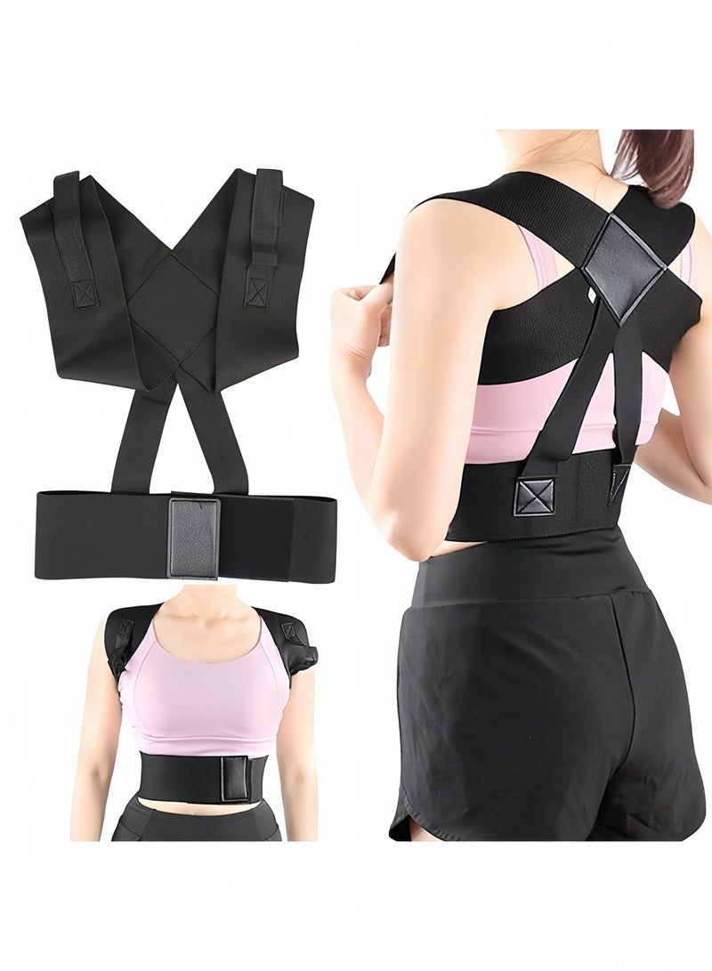 Back Brace and Posture Corrector, Back Straightener Scoliosis and Hunchback Correction Back Pain Relief Adjustable Breathable Back Trainer, Unisex - Image 1