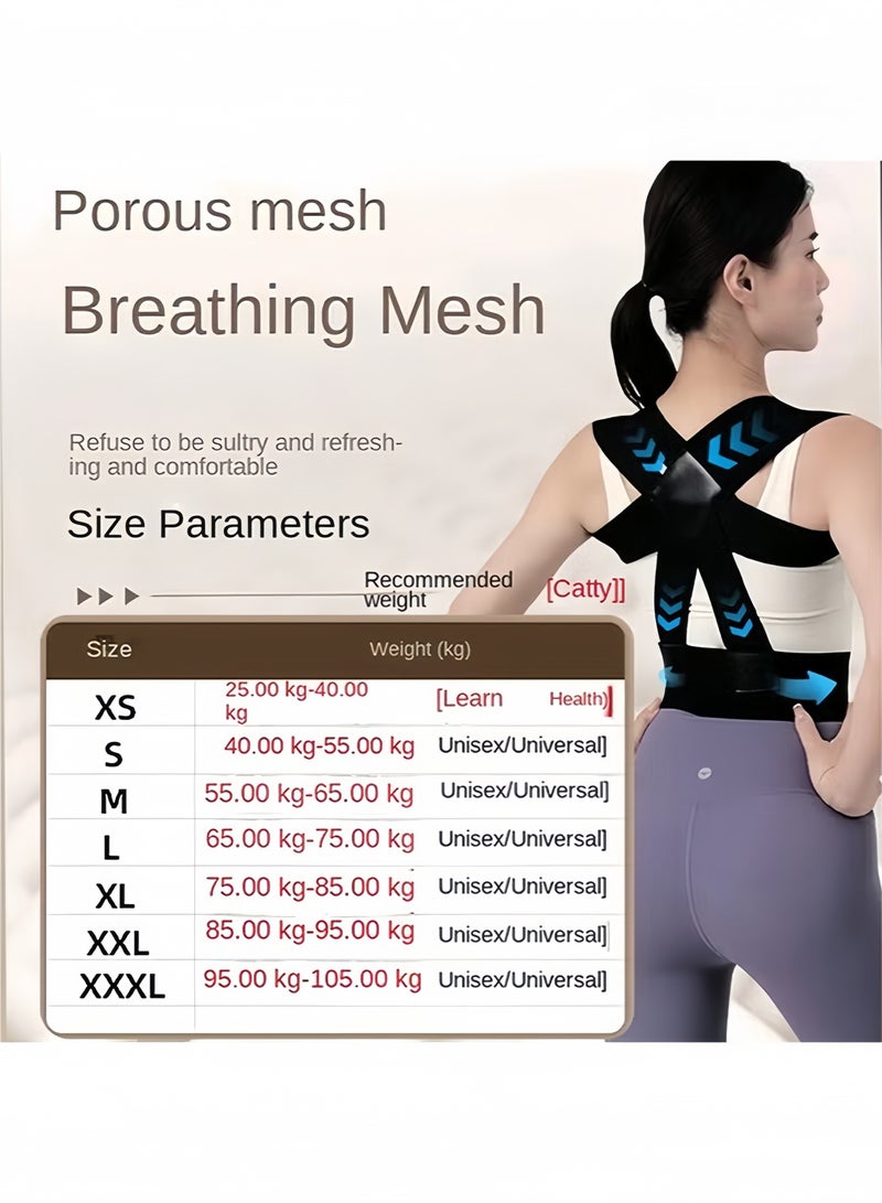 Back Brace and Posture Corrector, Back Straightener Scoliosis and Hunchback Correction Back Pain Relief Adjustable Breathable Back Trainer, Unisex - Image 2