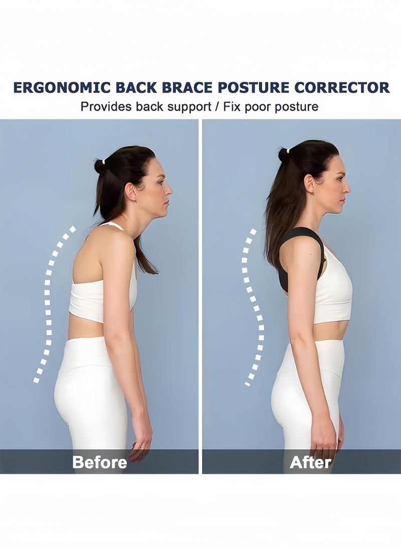 Back Brace and Posture Corrector, Back Straightener Scoliosis and Hunchback Correction Back Pain Relief Adjustable Breathable Back Trainer, Unisex - Image 3