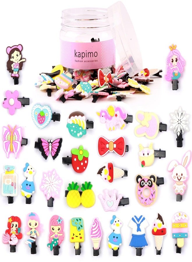 kapimo 30 Pcs Mix Hair Clips for Girls Kids Fancy Cute Hair Accessories Hairclips Patterns Cartoon Fruit Bow (Multicolor) - Image 1