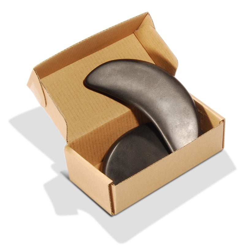 Master Massage 2Piece Large Waning Moon Crescent Massage Stone Set Arc Curved Deep Tissue Massager Hot Stones Pack GuaSha Pressure Point Massage Tool Black Basalt Rock Massage Tool Pack