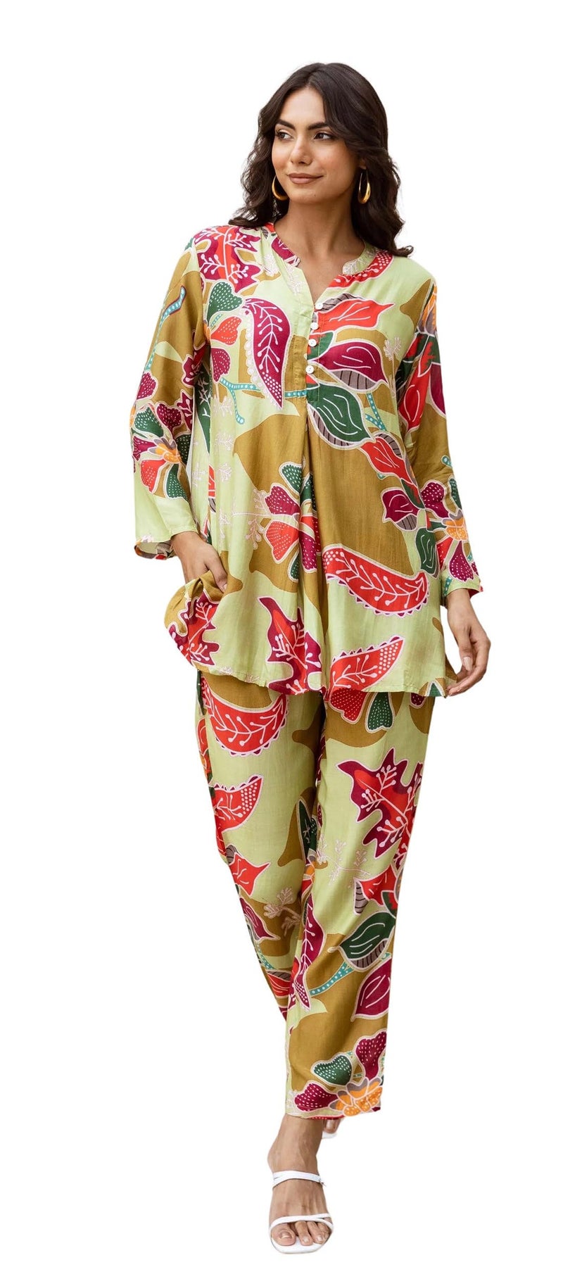 Kalaanj Kurta Set for Women || 2 pic co-ords Set for Women (KALSS25SP477_KB-Multi-L) - Image 1