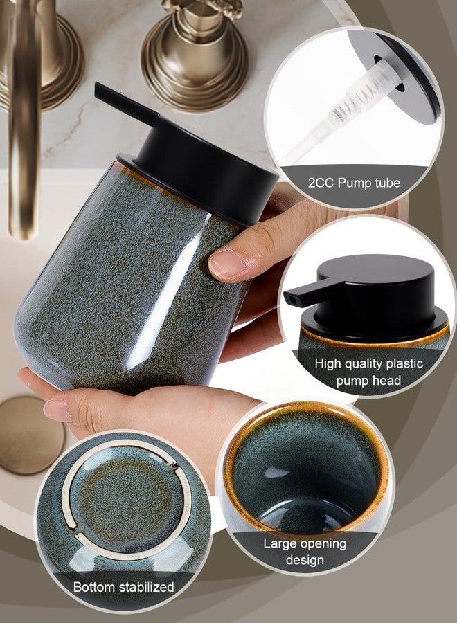 INGOFIN Ceramic Lotion Dispenser - 12 oz Refillable Hand Soap Dispenser Bathroom, Modern Liquid Soap Dispenser with Pump, Dish Soap Dispenser for Kitchen - Image 4