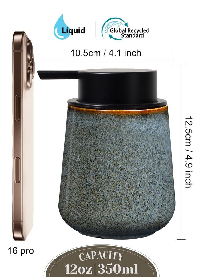 INGOFIN Ceramic Lotion Dispenser - 12 oz Refillable Hand Soap Dispenser Bathroom, Modern Liquid Soap Dispenser with Pump, Dish Soap Dispenser for Kitchen - Image 3