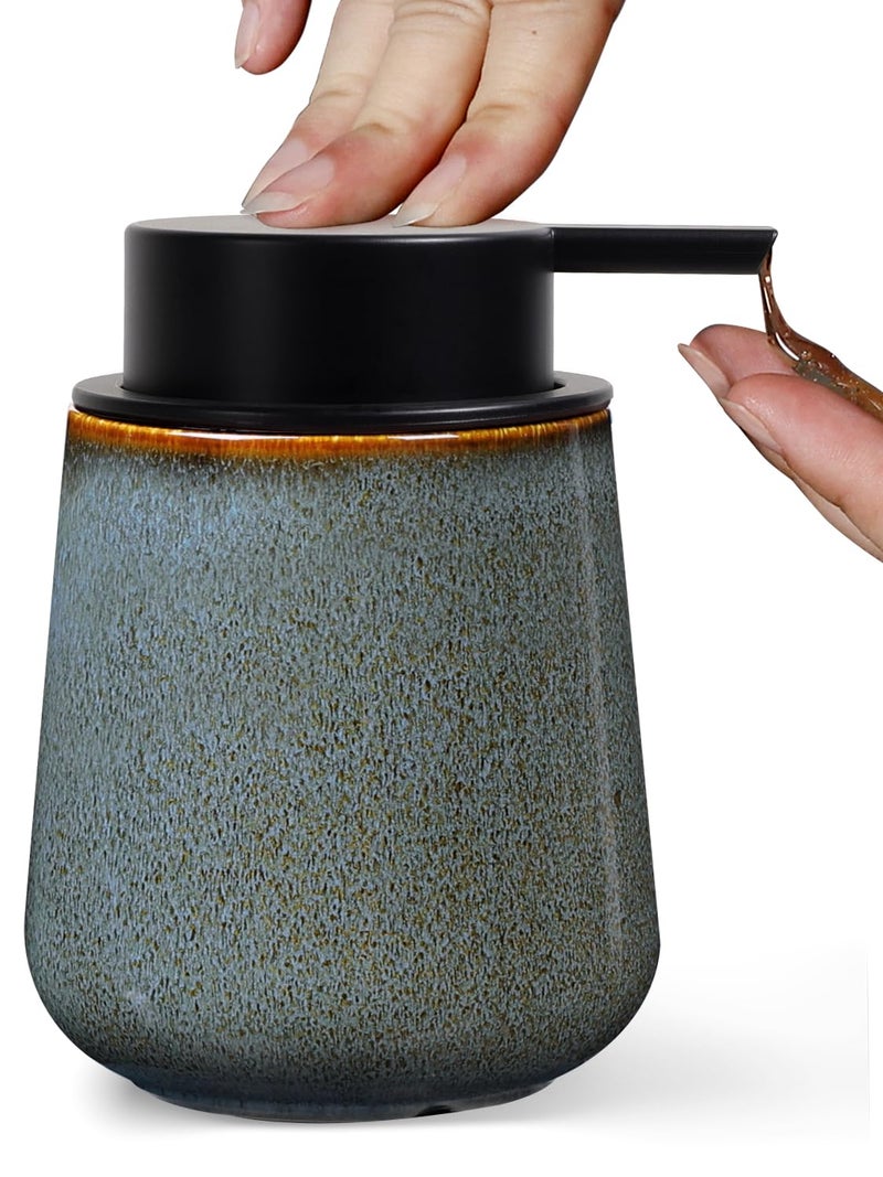 INGOFIN Ceramic Lotion Dispenser - 12 oz Refillable Hand Soap Dispenser Bathroom, Modern Liquid Soap Dispenser with Pump, Dish Soap Dispenser for Kitchen - Image 1