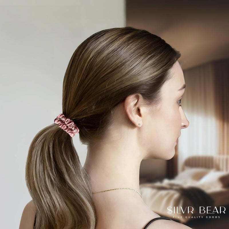 Silvr Bear Luxury Satin Scrunchies, Satin Hair Ties for Thick, Thin & Curly Hair, Scrunchies for Women, Girls & Men Softer than Silk Hair Ties (Classic Skinny) - Image 3