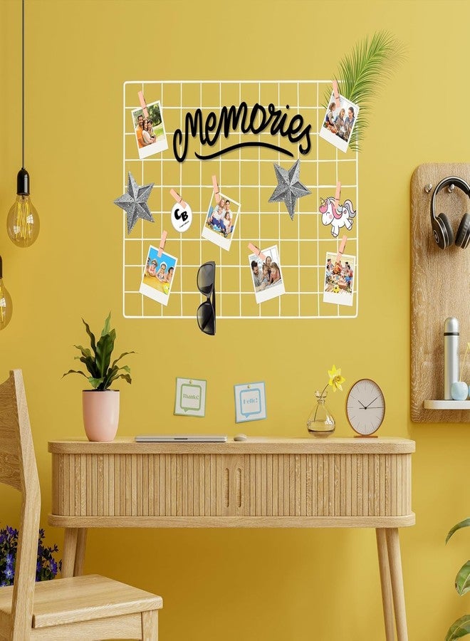 Pixie Daisy Wire Grid Photo Display Board, Metal Frame, 65x45 cm, Modern Style,Wall Mount with Square Shape, Home Decor Wooden Clip 10 pcs , Metal Mesh Memory Wall, Black, Decorative Clip Board for Pictures Wall Hanging Photo Frame - Image 5