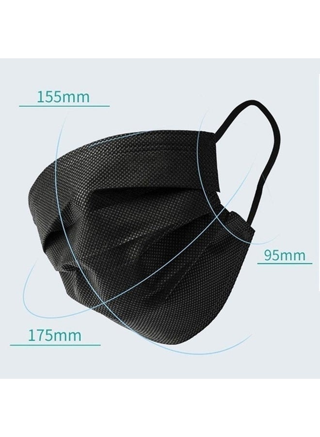 50-Piece Disposable 3 Layer Non-Woven Face Mask Black - Image 5