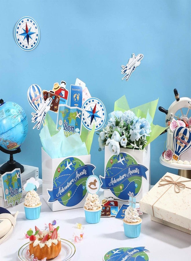 Weekgrat 4 Sets Travel Themed Party Centerpieces Let the Adventure Begin Table Toppers Decor Bon Voyage Sticks Card Paper for Retirement Farewell Party World Awaits Birthday Baby Shower Decor Supply - Image 2