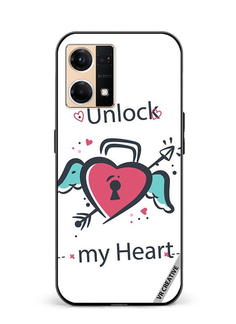 Protective Case Cover For Oppo Reno7 Unlock My Heart Design Multicolour